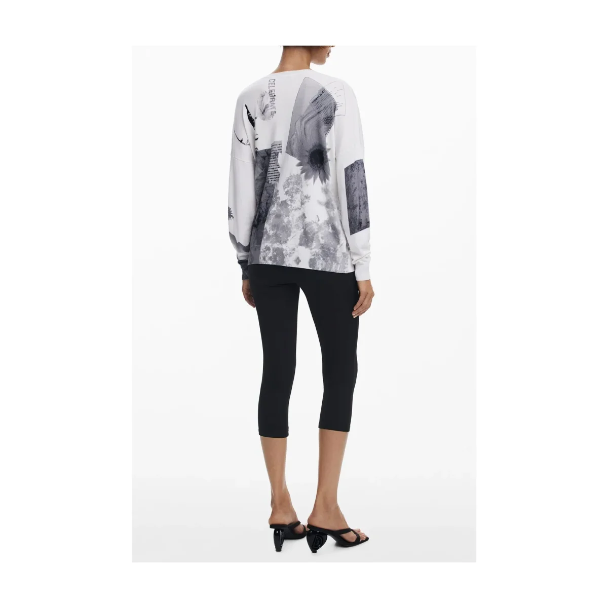 Desigual Maglia Donna Bianca Scollo a V - immagine 3