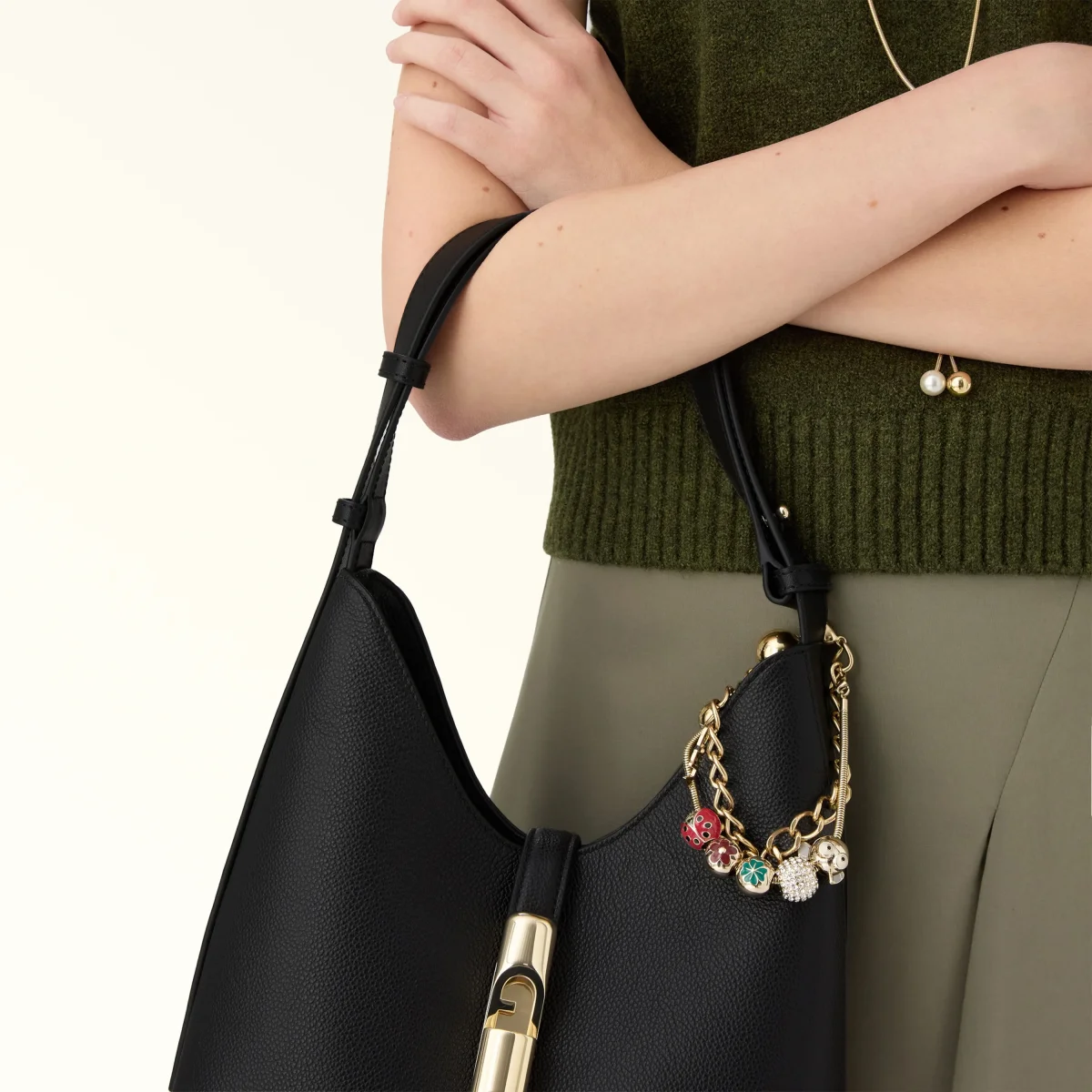 Furla Borsa Donna Nera Spalla Pelle Goccia Logo - immagine 9